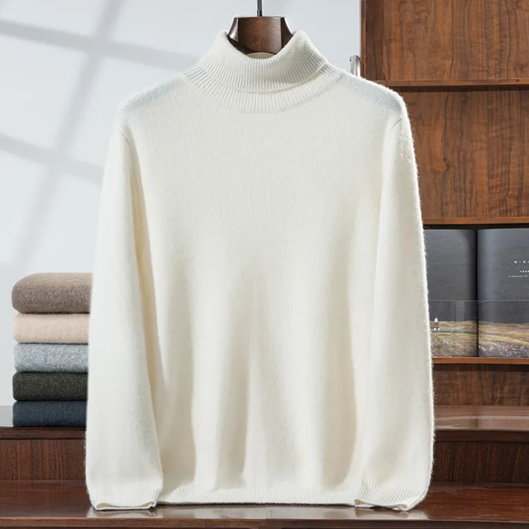 【轻奢臻品】新品羊绒7针加厚男高翻领长袖休闲商务保暖针织羊绒衫Z