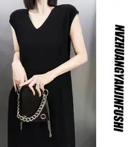 【落肩压皱长裙】（80-180斤）压皱大码-遮肉显瘦A版 连衣裙