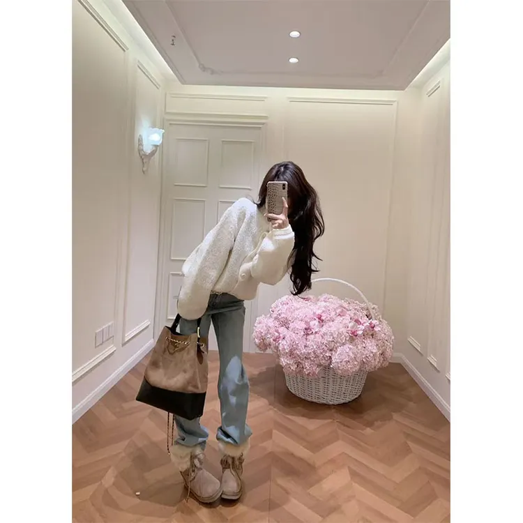 2025韩系设计感慵懒风修身显瘦百搭时尚上衣穿搭休闲阔腿长裤套装