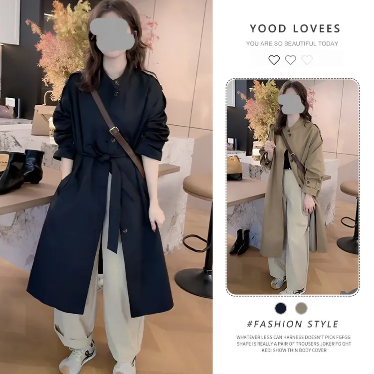 美式复古设计感气质风衣外套女2025春秋新款小个子中长款开衫上衣