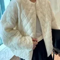 短款棉服金丝绒棉衣外套女2025新款冬季小个子菱形格棉袄上衣