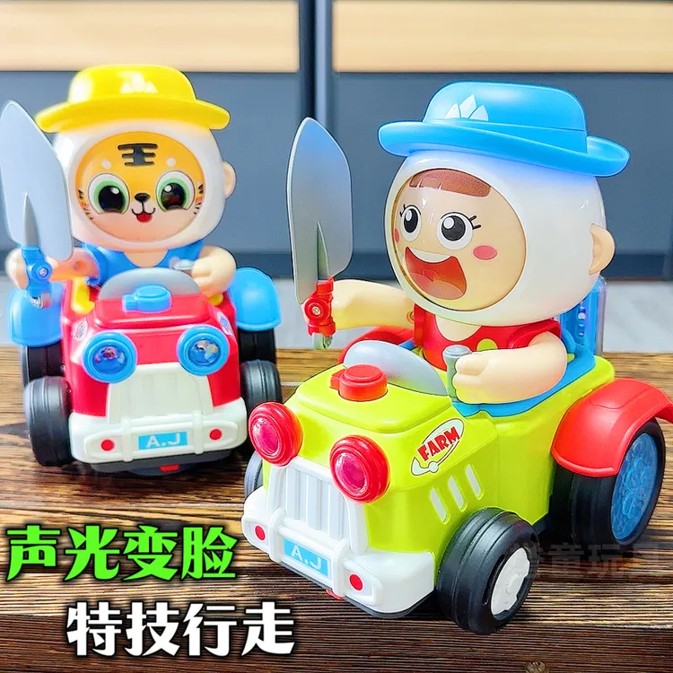 电动卡通变脸特技玩具车0-1一2岁半3宝宝4音乐男女孩益智跳舞玩具