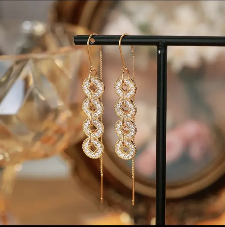 铜合金耳饰 Paradise珠宝 真金电镀2025年新款气质耳饰 钱币耳线