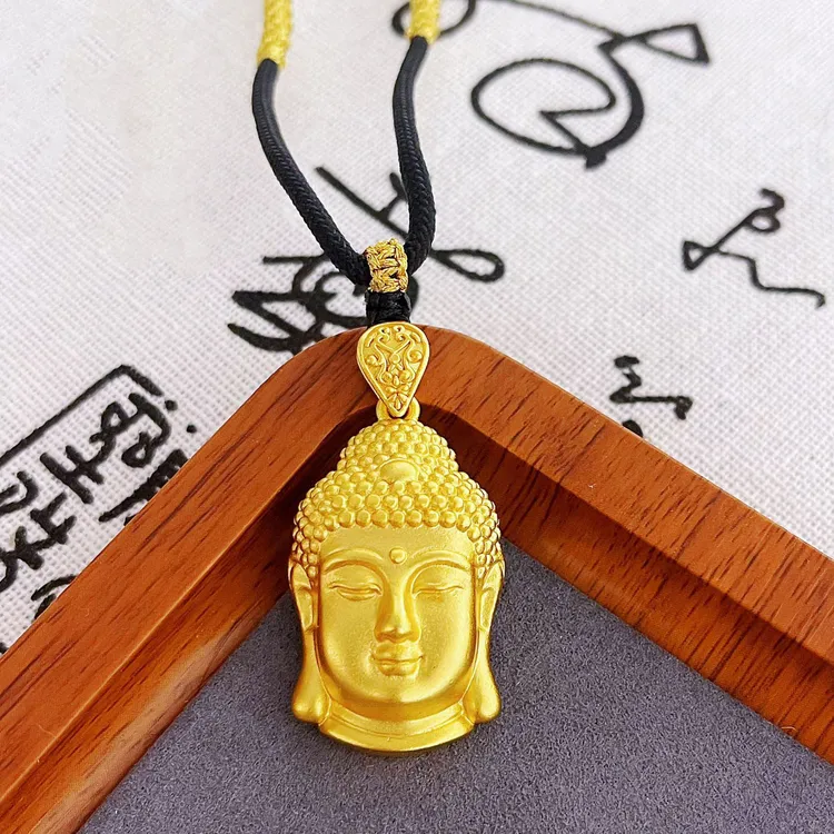 铜合金吊坠 【萌晴手作】布艺项链新中式婚潮佛头永保平安吊坠