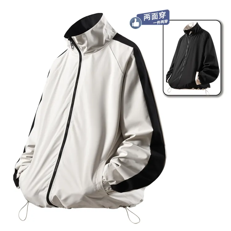 范迪汤米2025秋冬新款防风立领拉链夹克冲锋衣潮流户外双面穿外套