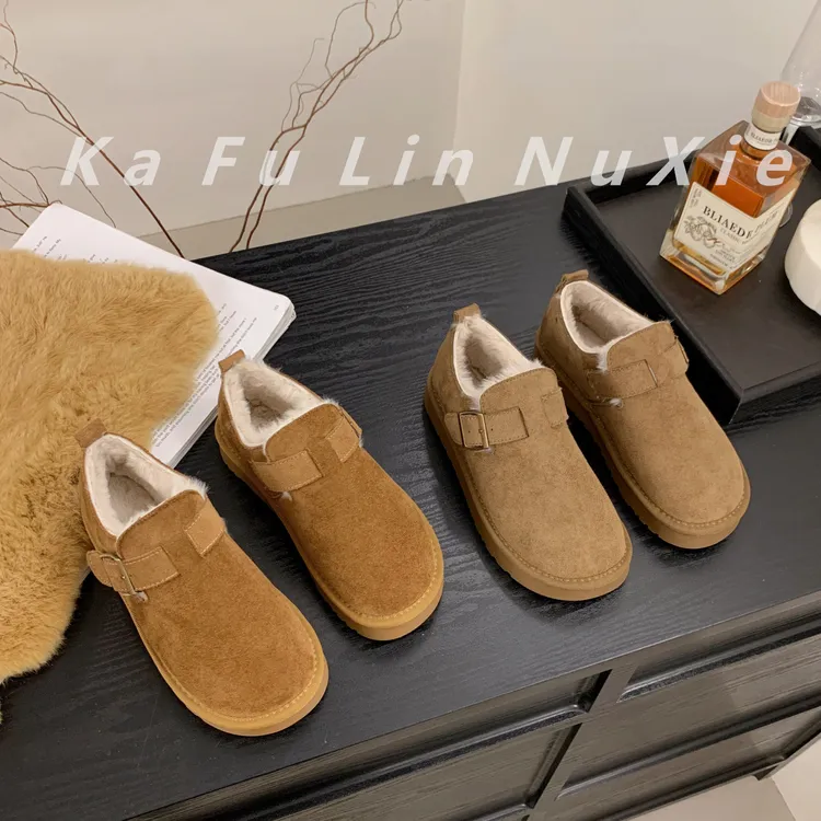 【靓俪范LIANGLIFAN】勃肯鞋女加绒保暖雪地靴2025年新款毛毛棉鞋女