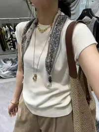 WANTHAT/凡黛卡百搭配丝巾小飞袖毛打底针织T恤衫上衣女688-1