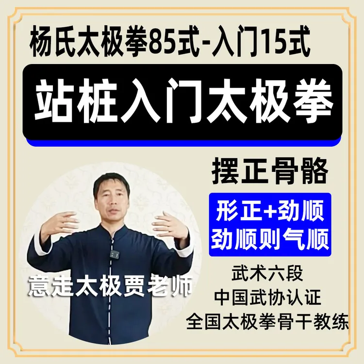 太极拳入门15式意走太极贾老师杨氏太极拳85式