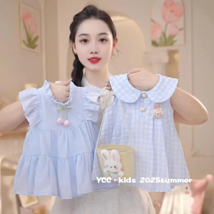 2025女童夏季洋气连衣裙儿童装小童宝宝甜美可爱公主风清新棉布裙