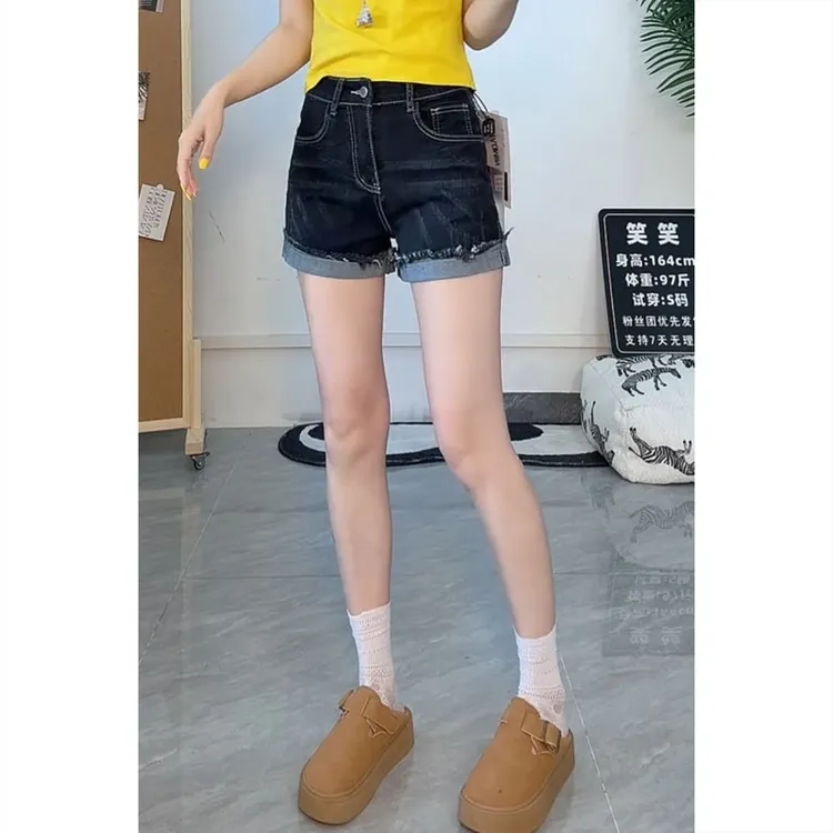 艾塔莉显瘦百搭牛仔裤女夏季辣妹短裤时尚小众梨形身材阔腿直筒裤