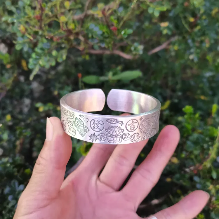 足银手镯 吉言银手镯私人定制吉言足银手镯镯子手工吉言银手镯