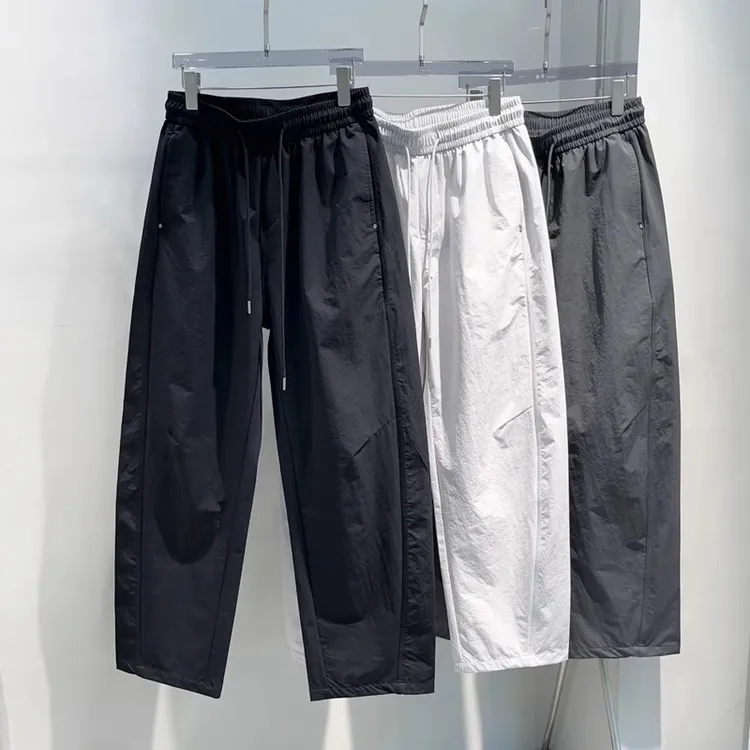 冰丝休闲裤男士夏季薄款2025新款直筒宽松阔腿长裤凉感弯刀男裤子