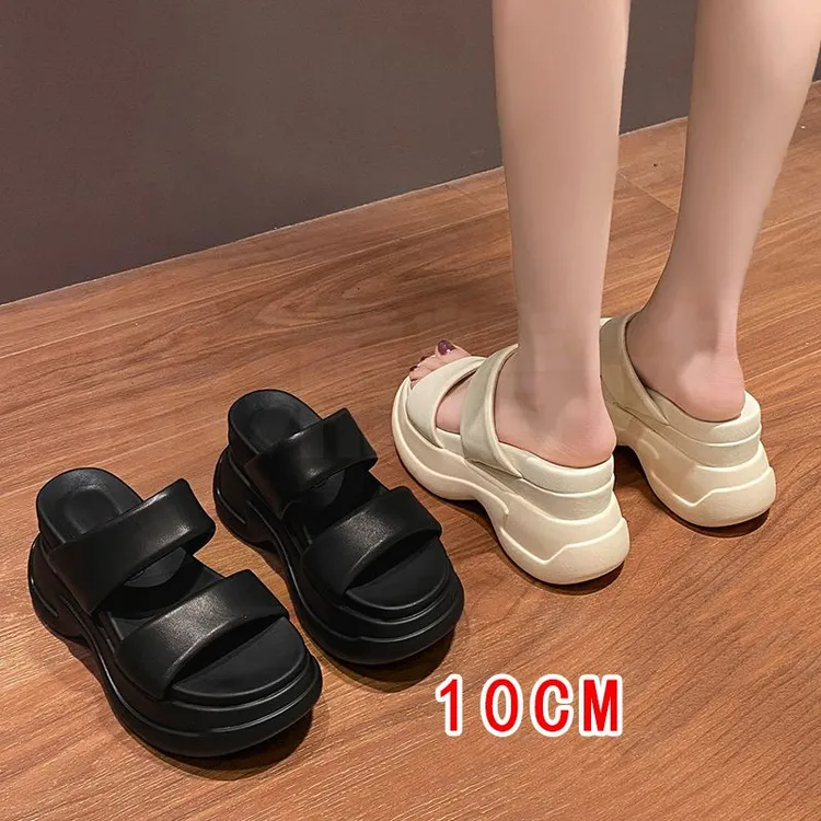 网红10公分厚底拖鞋女超高跟外穿夏天一字内增拖鞋夏季小个子拖鞋