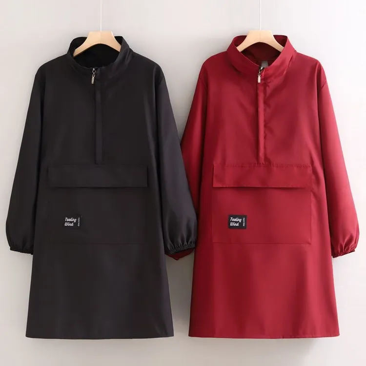 简约纯色拉链立领罩衣大口袋厨房做饭防油污防泼水透气男女工作服