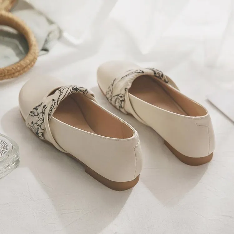 PinkAvril国风中式旗袍鞋春浅口平底晚晚风温柔配裙子法式单鞋女