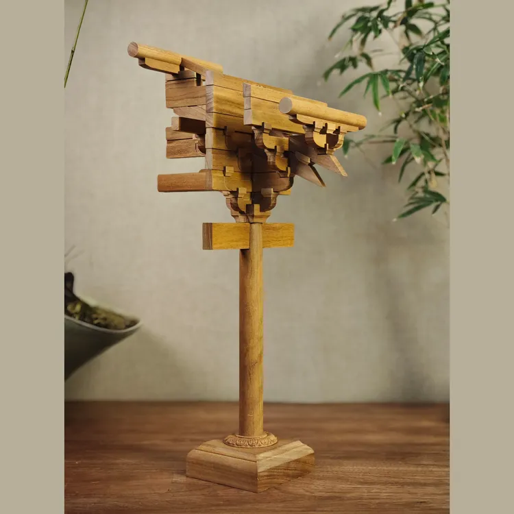 佛光寺东大殿柱头斗拱推广版古建模型原木榫卯结构益智玩具摆件