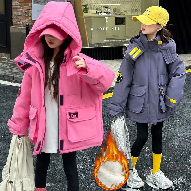 女童棉服2025新款秋冬洋气时髦中大童韩版保暖加绒加棉派克服外套