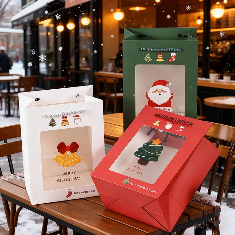 圣诞节儿童礼物包装手提透明糖果袋平安夜苹果礼盒小礼品袋讨糖袋