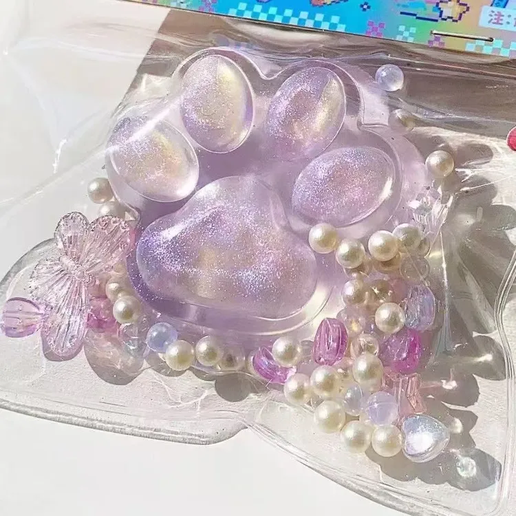 水晶珍珠猫爪捏捏植绒可爱慢回弹网红解压玩具猫爪捏捏乐玩具