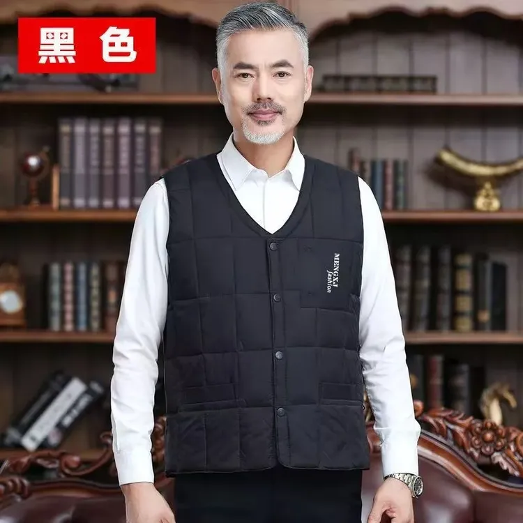 秋冬中老年男士棉马甲加厚保暖坎肩马夹