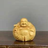木雕一团和气弥勒佛摆件实木文玩装饰