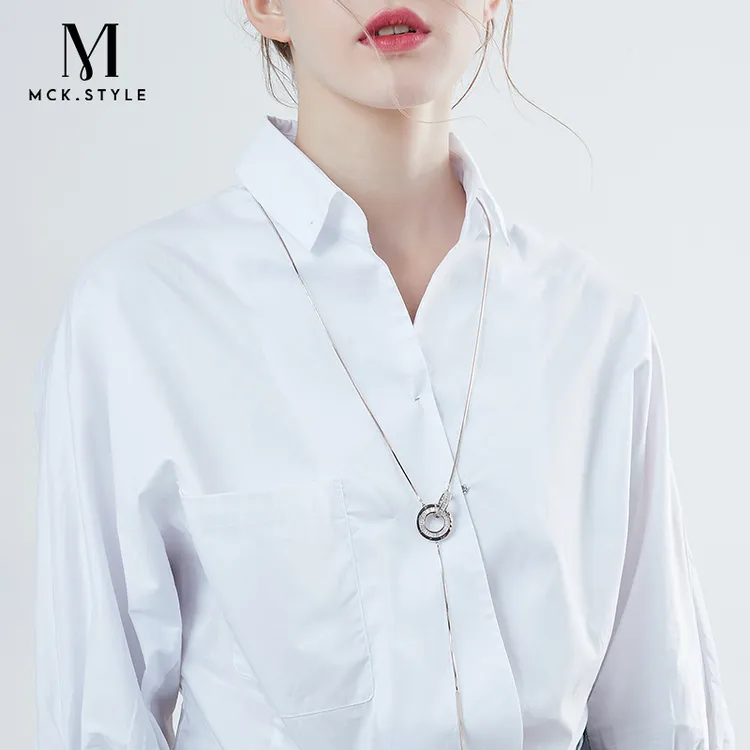 mck 合金项链 秋冬精致长款双环毛衣链轻奢高级感衣服毛衣项链女