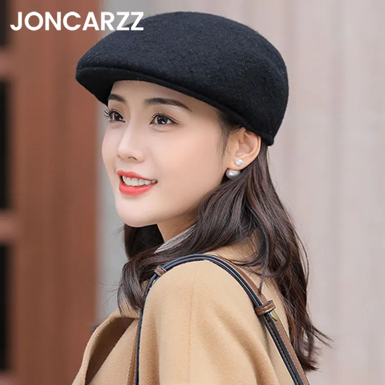 JONCARZZ毛呢帽子女款2025新款鸭舌帽日系气质前进帽显脸小贝雷帽