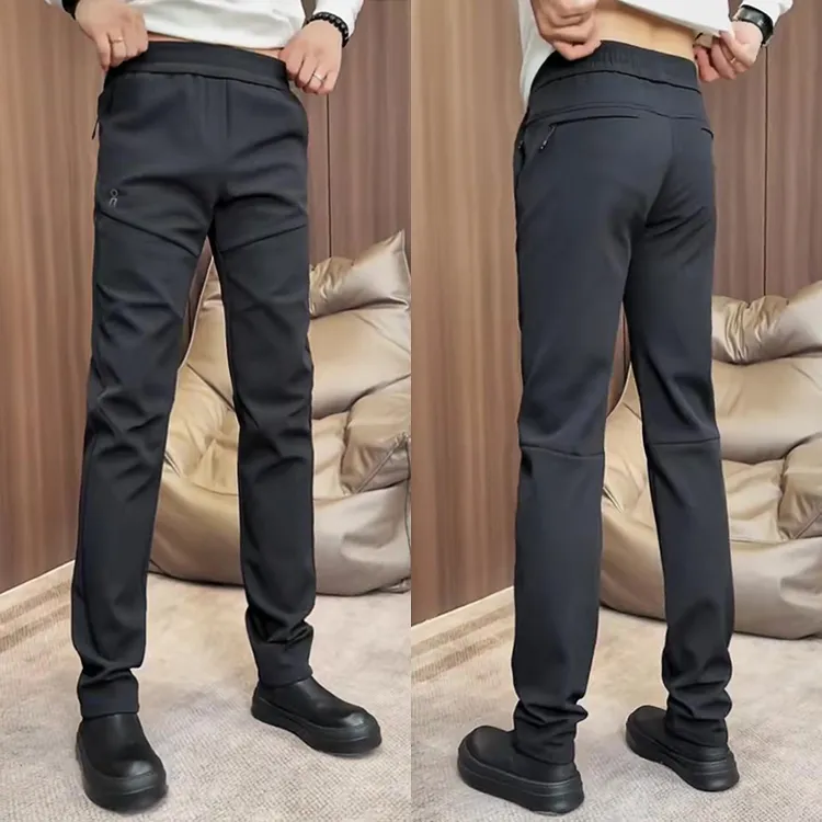 户外软壳冲锋裤男士秋冬潮牌纯色简约直筒裤青年防风防水百搭男裤