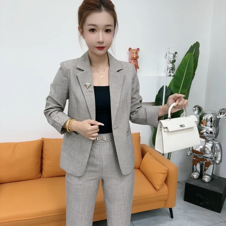 【西服+裤子】2025秋季新款设计感时尚西装女洋气小西服296-套装-1