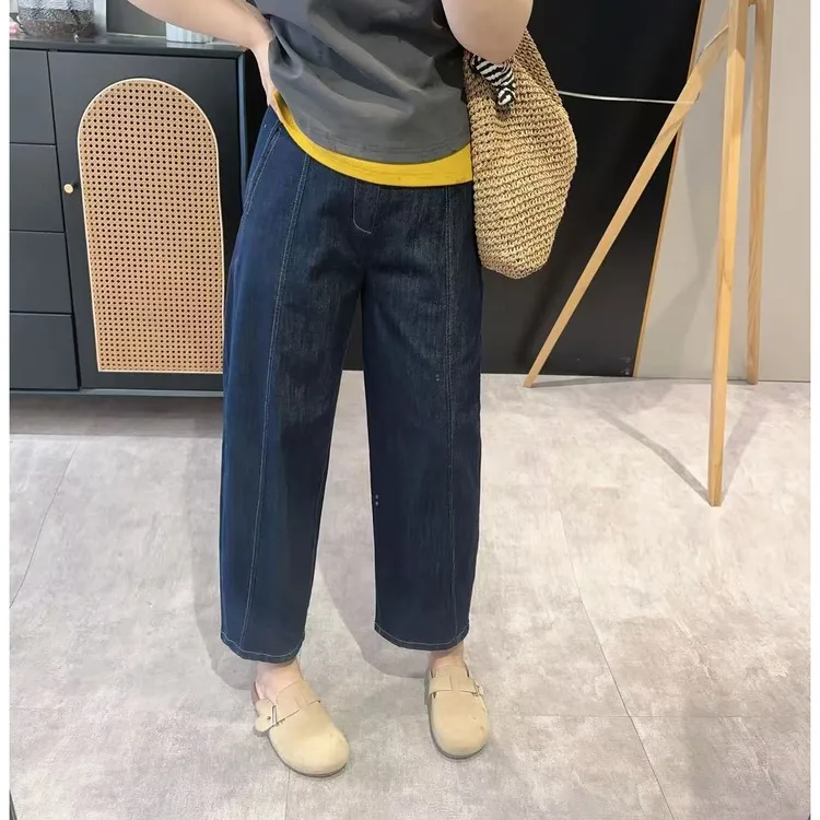 【欧加恋恋】夏季薄款宽松显瘦弯刀牛仔裤半松紧腰百搭2025新 N657