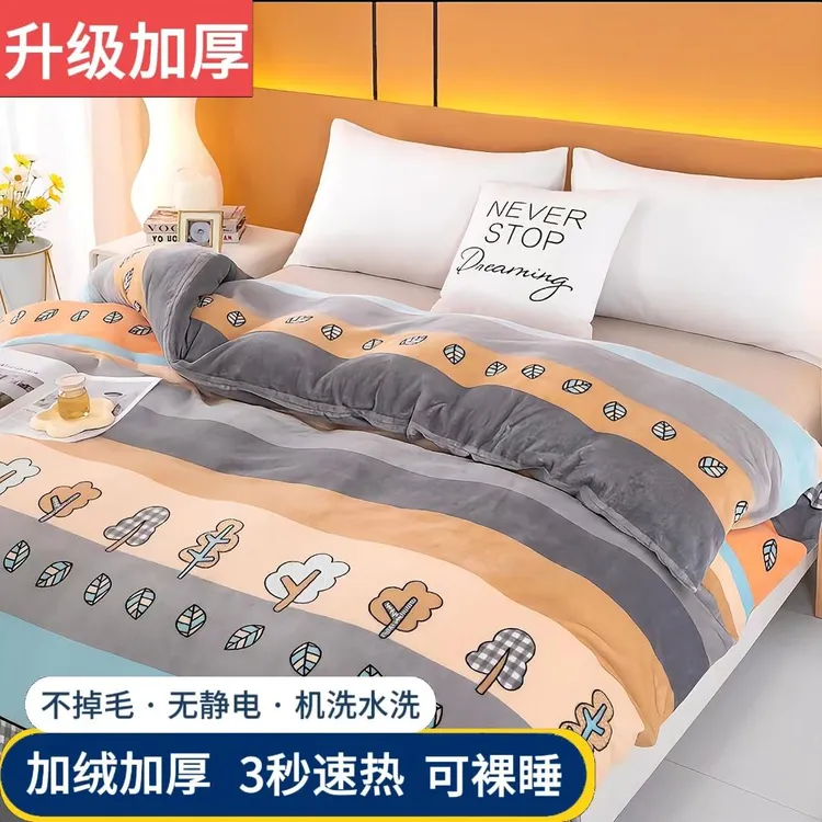 2024新款冬季牛奶绒被罩亲肤加绒学生宿舍