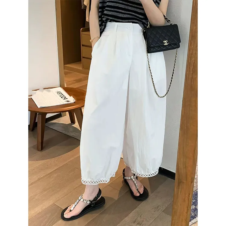 镂空宽松灯笼裤微弹力薄款休闲裤垂感九分裤女夏季新款小个子爆款