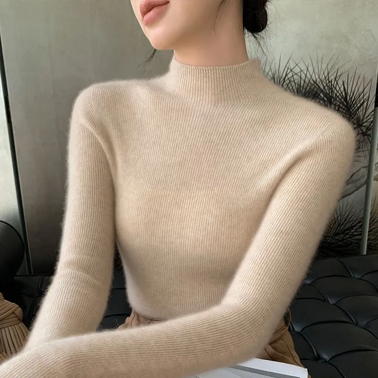 鄂家【一线成衣】厚款韩系潮牌秋冬女装打底衫女内搭毛衣针织衫上衣商品图