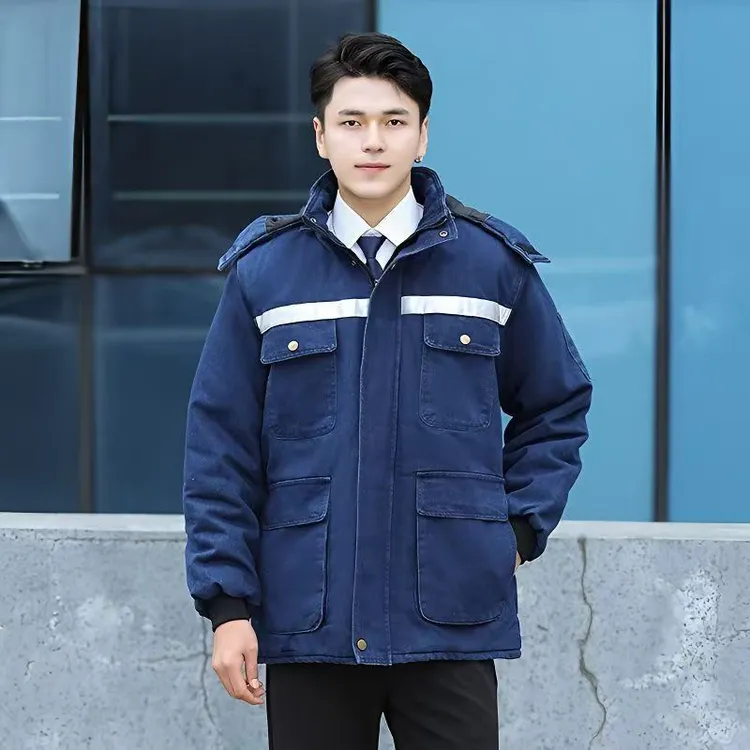 冬季牛仔棉服工作服加厚保暖耐磨防烫工装棉袄电焊电网劳保外套