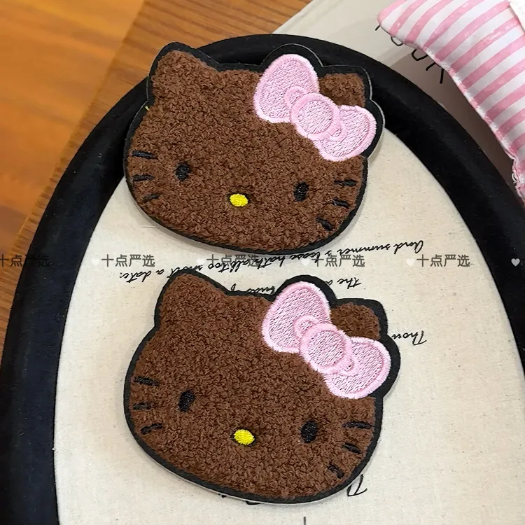 可爱刺绣黑皮KT!猫咪魔术贴发卡无痕刘海贴整理碎发神器发饰品