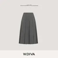 W.Diva【跳帧笔记】超细初剪羊毛中长款百褶裙纯欲慵懒风53K022790