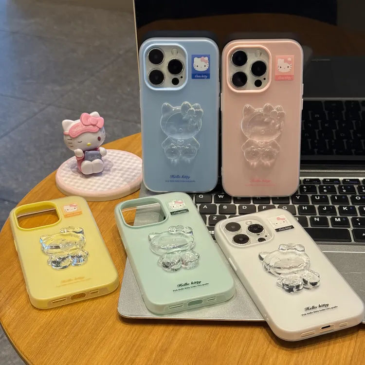 奥菲顿水晶KT猫公仔适用iPhone16pro肤感果冻15手机壳苹果14/13套