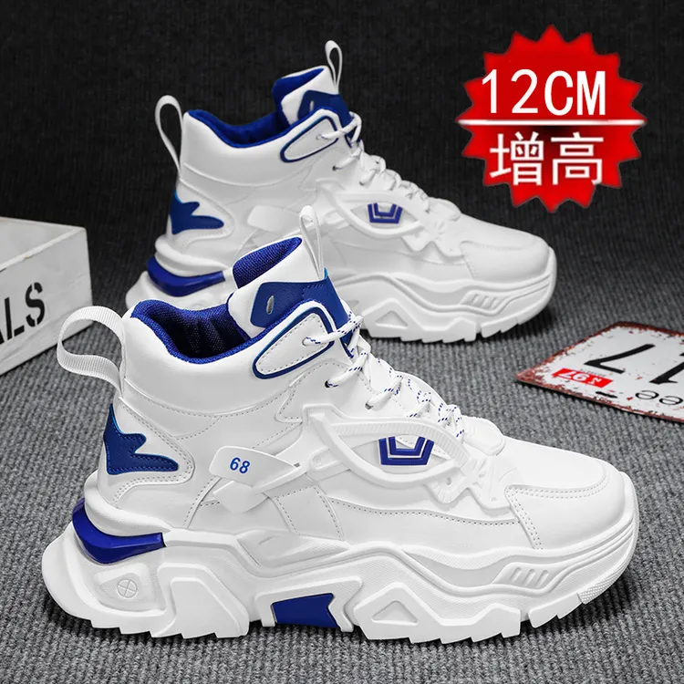 男鞋2025新款小白鞋内增高12cm10高帮板鞋厚底男士休闲运动老爹鞋