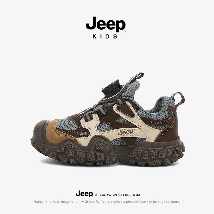 jeep童鞋2025秋季新款包头防撞耐磨防滑旋转纽扣男童女童休闲鞋
