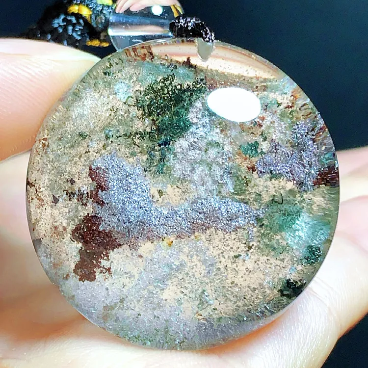 东海水晶天然蛋面彩幽灵水晶吊坠毛衣链时尚精品挂件坠精美真水晶