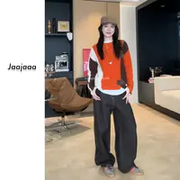 Jaajaaa愿秋载尘 撞色小众圆领常规女宽秋冬厚款长袖上衣/XAE