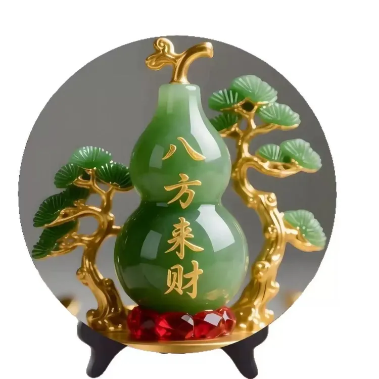 财源滚滚摆件现代玄关柜成品客厅摆件装饰画八方来财圆盘摆件xx