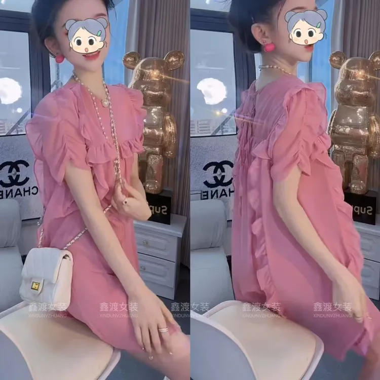 2025夏季新款时尚显瘦气质女士网红洋气连衣裙百搭款D9890