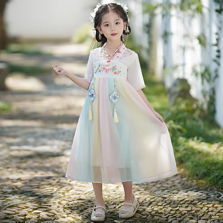 巴拉巴拉适用儿童汉服女童连衣裙2025新款夏季国风夏装公主裙学生