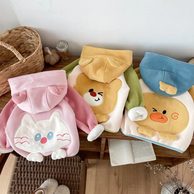 儿童加绒外套秋冬新款男童女童保暖宝宝加厚洋气童装外穿加厚外套