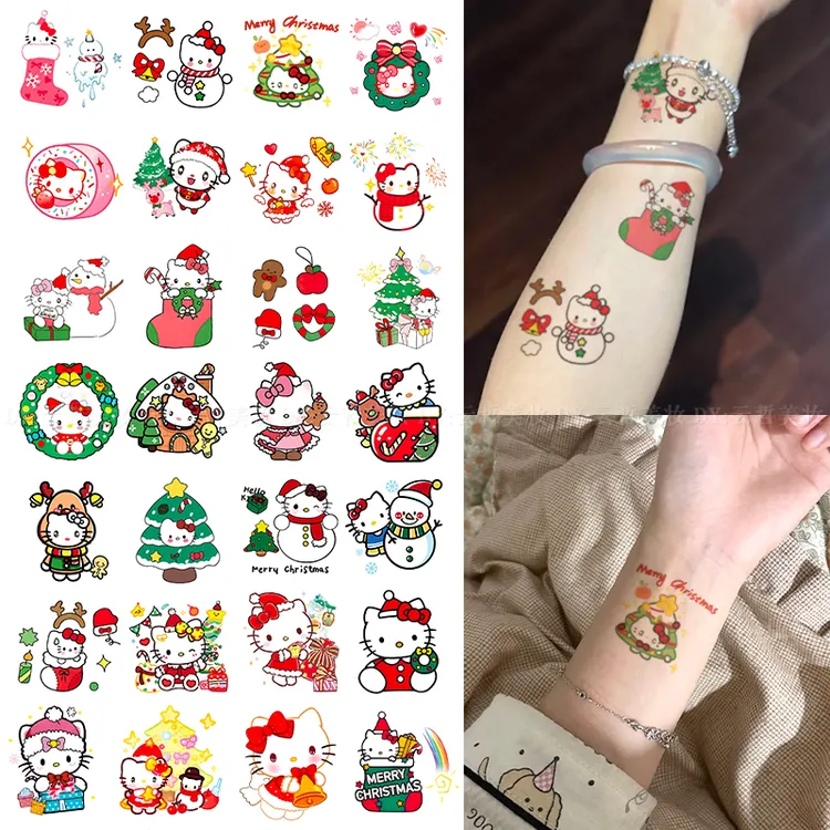 圣诞节kitty猫纹身贴高颜值可爱甜心少女防水持久手臂学生贴纸