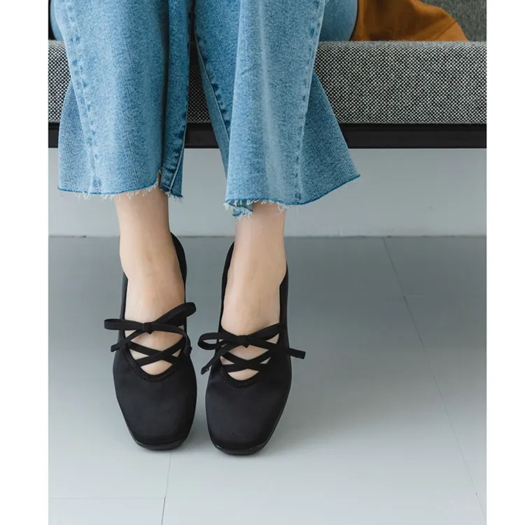 软软软！上脚巨好看！日系蝴蝶结复古芭蕾舞鞋玛丽珍鞋坡跟女单鞋
