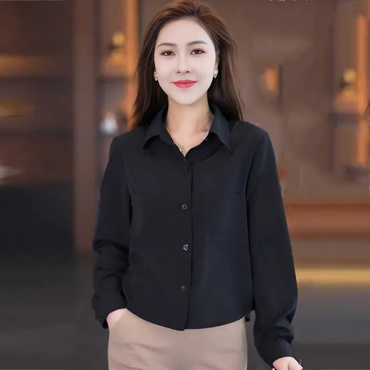 哥弟阿玛施正品港味长袖衬衫女2025春秋款宽松设计感显瘦领减龄遮