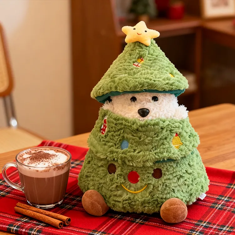 圣诞树抱枕小狗玩偶公仔毛绒玩具摆件修狗娃娃女朋友节礼物