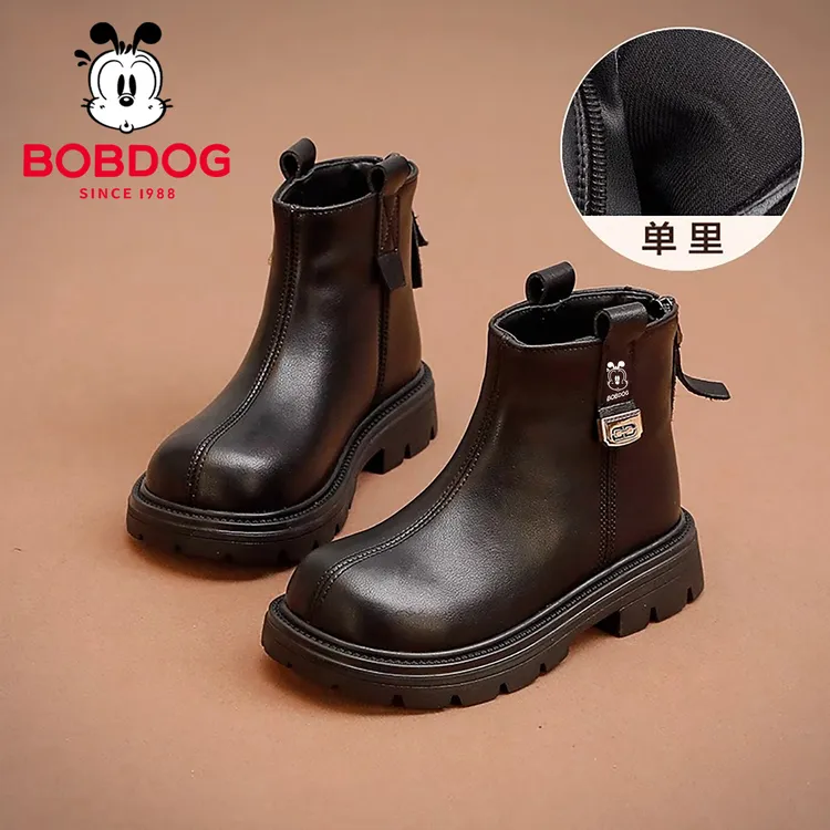 巴布豆女童马丁靴2025秋冬新款儿童软底公主短靴女宝走秀演出皮靴